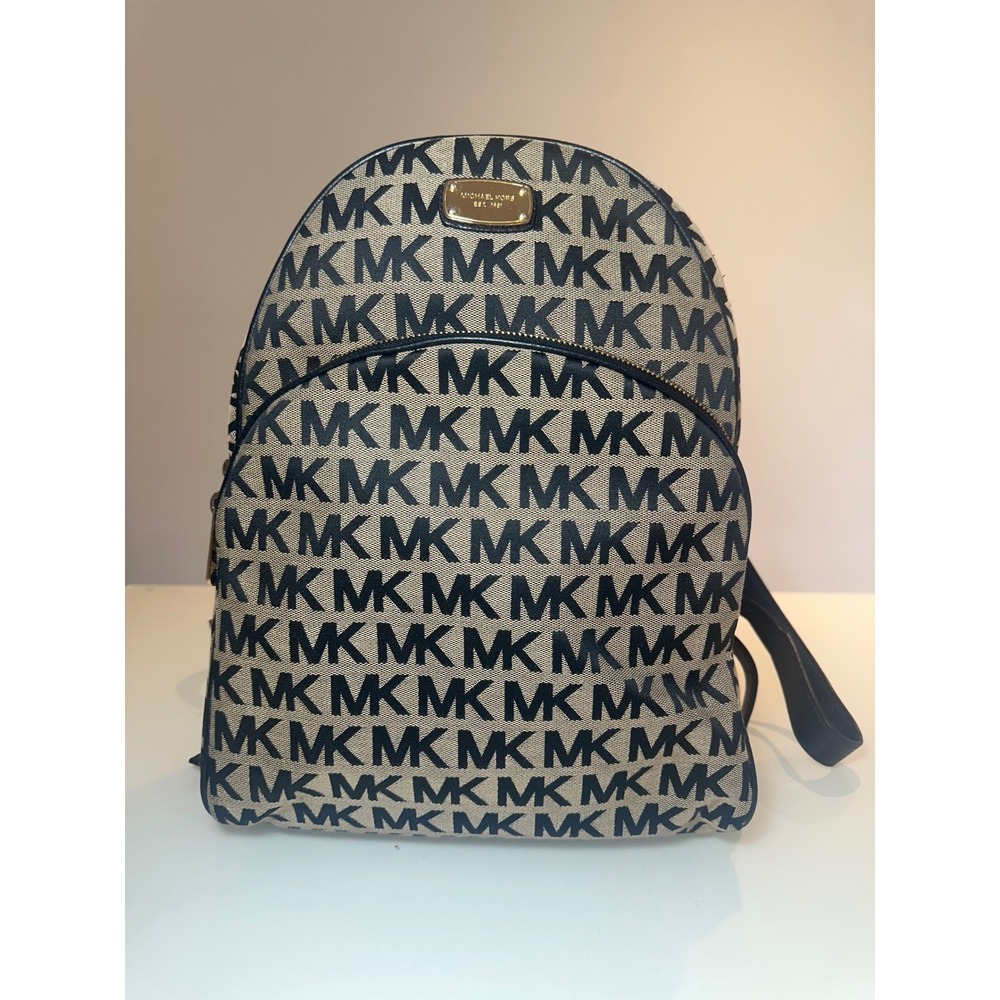 Michael Kors Abbey Medium Backpack Signature MK Monogram Beige Black 38F7YAYB3J